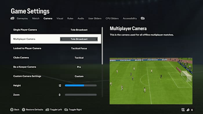 EA FC 24 Camera Settings